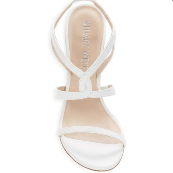New Stuart Weitzman Soiree 100 Strappy White Nappa Leather Sandal Heels 8 US - Picture 6 of 16